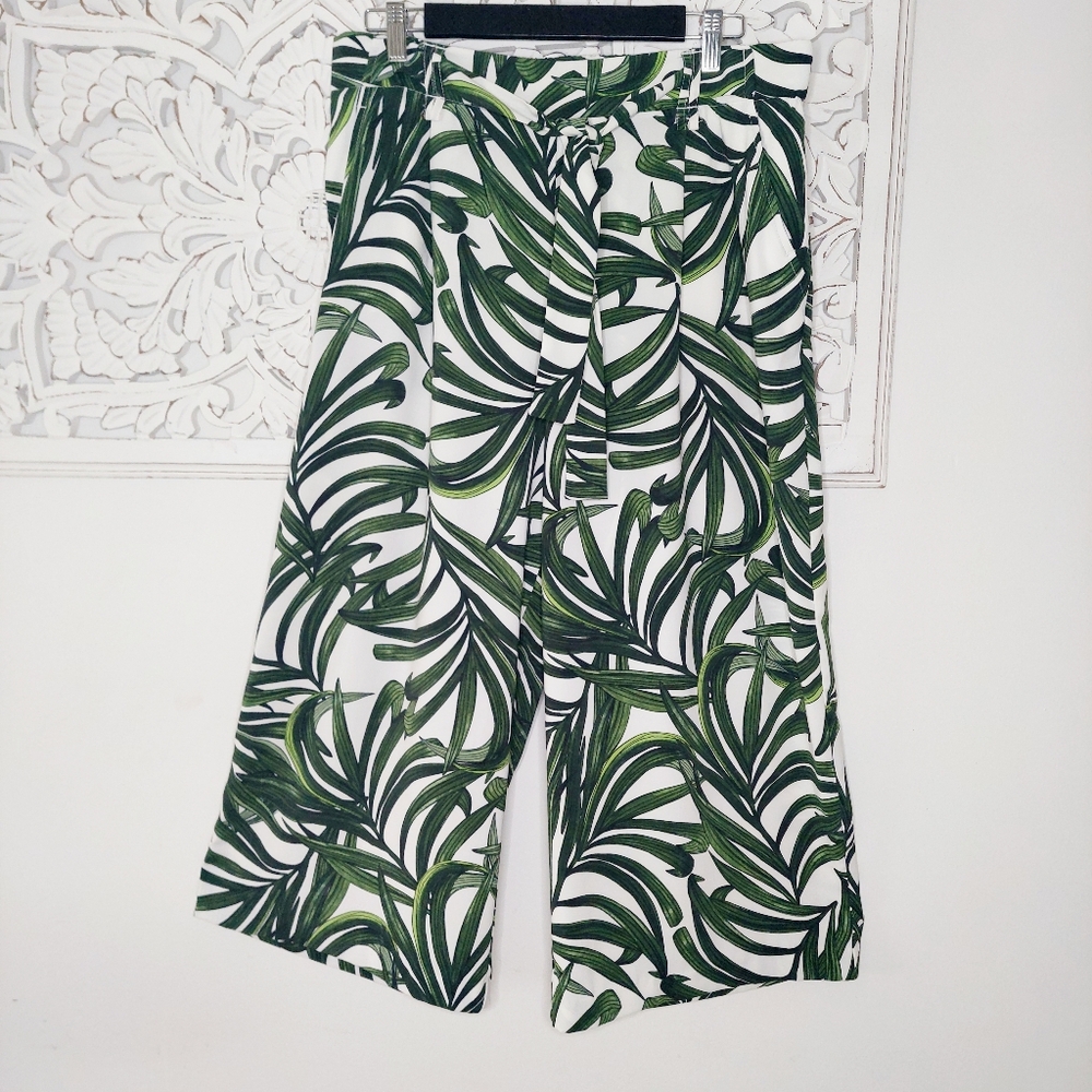 Eliane Rose XL Tropical Leaf Wide Leg  Cropped Pants